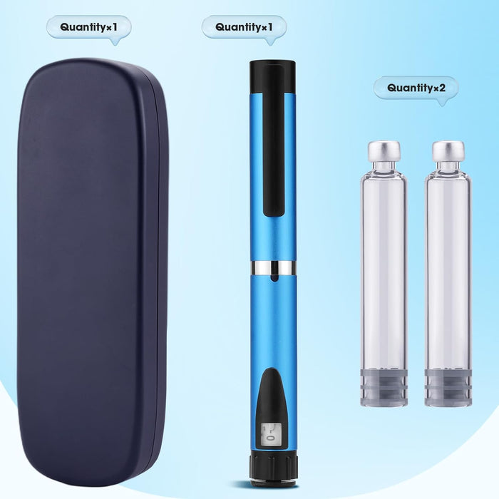 60 Unit insulin pen Protect Case and 2Pcs 3ml Cartridges (Blue)