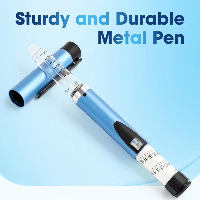 60 Unit insulin pen Protect Case and 2Pcs 3ml Cartridges (Blue)