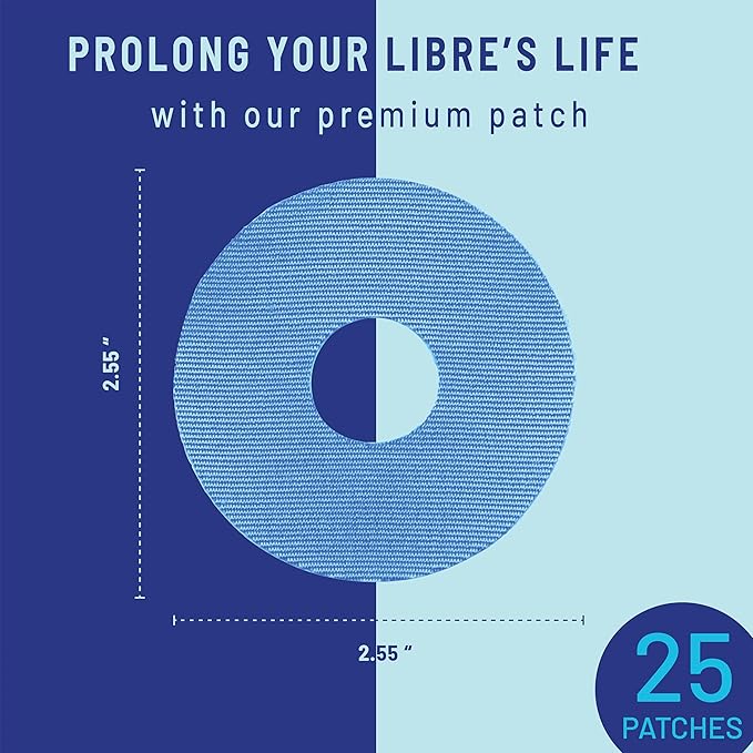 CGM Adhesive Patches Pre-Cut for Freestyle Libre 2 &3 and Lingo, Waterproof Adhesive Medical Tape, Uncovered Circle Protective Patches, Tan, Bag of 25