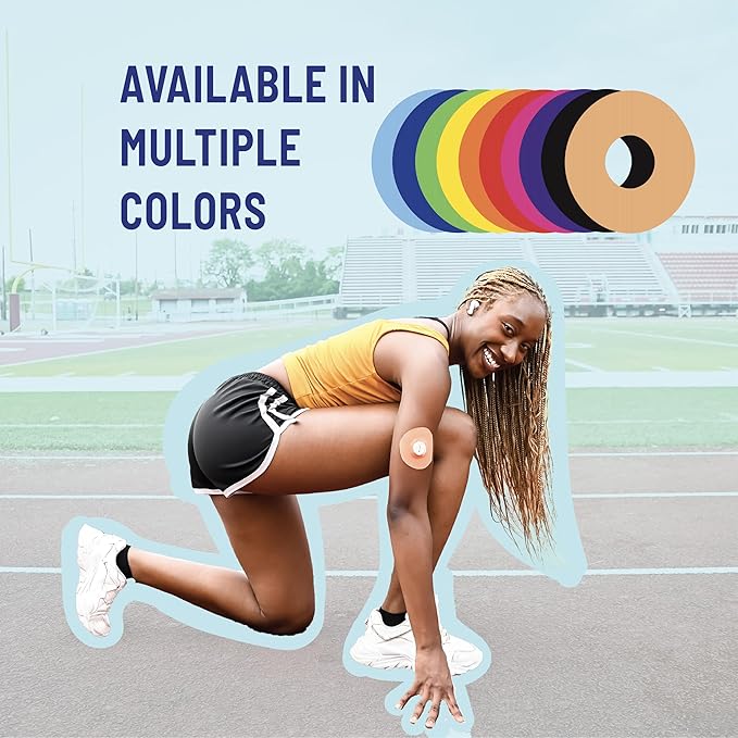 CGM Adhesive Patches Pre-Cut for Freestyle Libre 2 &3 and Lingo, Waterproof Adhesive Medical Tape, Uncovered Circle Protective Patches, Tan, Bag of 25